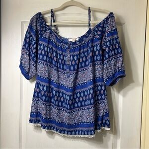 Skies Are Blue Women's Blouse with Intricate Patterns